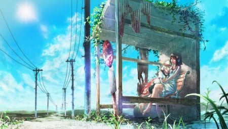 waiting - anime, girls, waiting, sisters