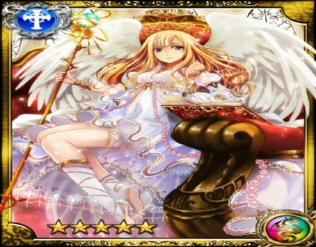 Wisdom Raziel - girl, pretty, game, angel, card, long hair, wings, cg