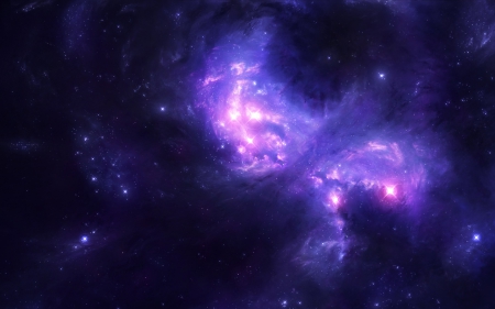 Nebula - space, black, cosmos, purple, blue, stars, pink, nebula