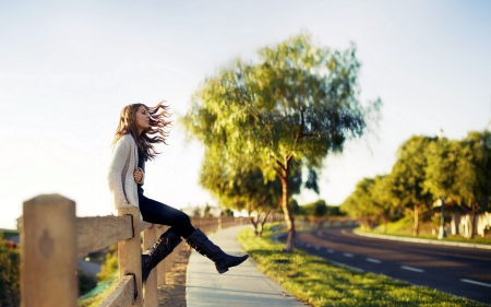 Good Feeling - girl, feeling, road, enjoyment