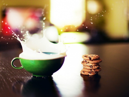 Milk and cookies - food, milk, splash, cookies