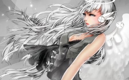 angel in white - women, white, girl, angel, anime