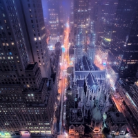 st. patricks cathedral among the skycrapers in nyc