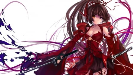 katana girl - girl, katana, anime, knight, sword