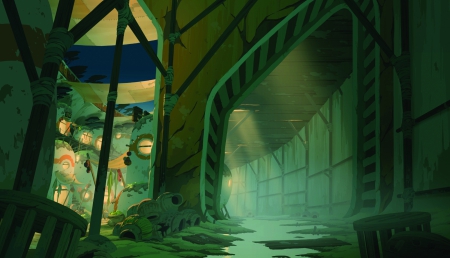 sample - landscape, way, anime, city, tunnel, sample