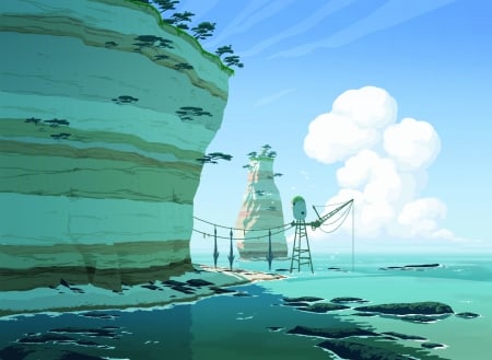 sample - anime, sample, landscape, sea, sky