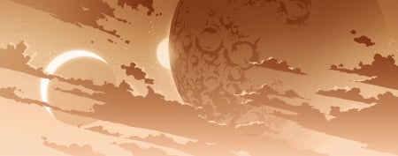 sample - sky, landscape, clouds, anime, sample, moons