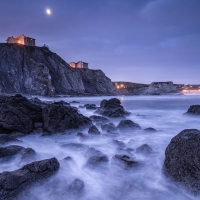 town on the cliffs in the bay of biscay spain