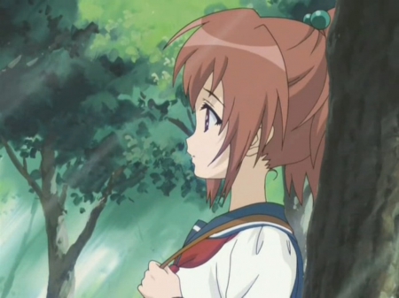 Aoi Nagisa - forest, cute, hot, anime girl, adorable, girl, nagisa, strawberry panic, tree, aoi, pretty, kawaii, plant, aoi nagisa, sweet, brown hair, anime, long hair, nice, lovely, sexy, female