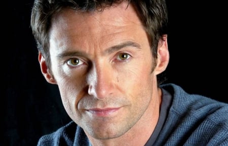 Hugh Jackman - male, black, handsome, actor, blue, man, hugh jackman