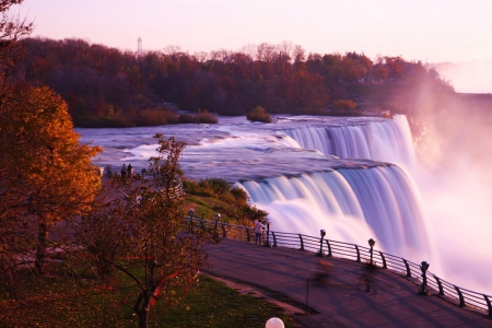 Niagara - autumn, evening, falls, river, water, path