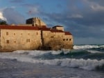 fortress monastery at the seashore