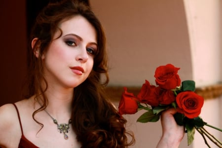 Diva Diva - flowers, roses, lady, diva, red, model