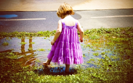 POOL of SUMMER RAIN - summer, pool, dress, girl, child