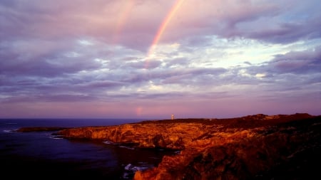 RAINBOW SUNSET - islands, sunset, Australia, National Park, rainbows, capes