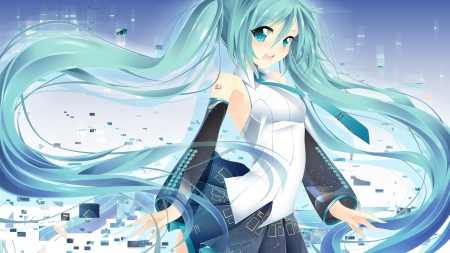 Miku - pretty, music, miku, blue, girl, cute