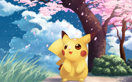 Pikachu - pokemon, cute, sakura, pikachu