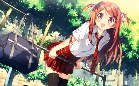 cute schoolgirl - anime, original, girl, cute, long hair, schoolgirl