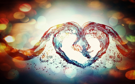 water heart - water, abstract, splash, heart