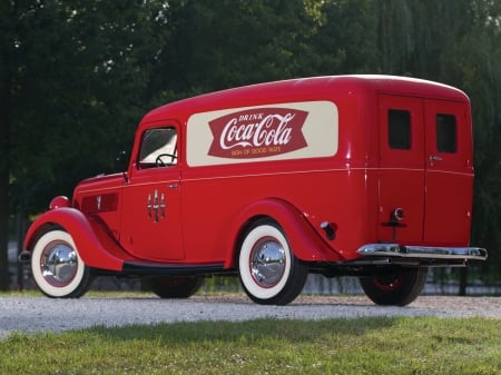 1937-Ford-V8-Panel-Delivery - classic, coke, red, whitewalls