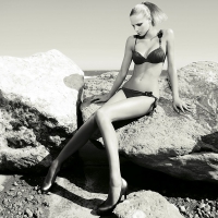 Extreme Gorgeous Blonde in Bikini Black & White