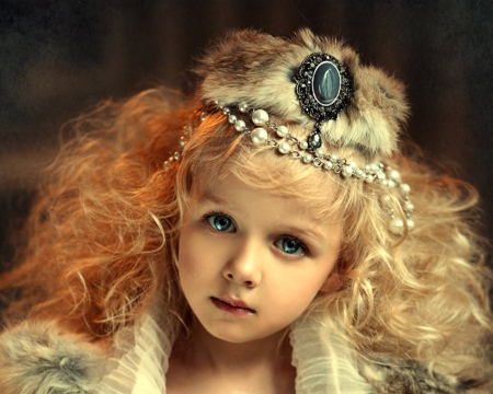 Little princess - blond, face, child, tiara