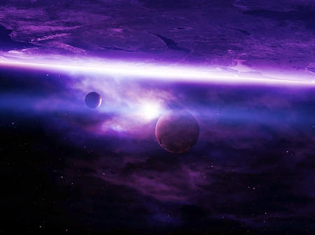 Beautiful space - light, space, black, white, purple, qaz2008, dark, pink, planet, cosmos