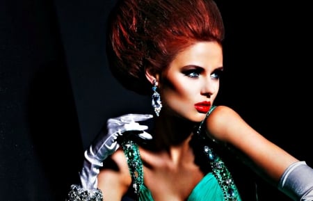 Alyssa Campanella - red, alyssa campanella, black, model, girl, redhead, gloves, woman, green