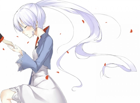 Weiss Schnee - white, girl, anime, weiss schnee, rose