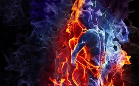 Burning Love - love, burning, abstract, bodys, fantasy