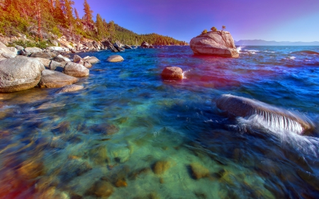 Lake - clear, lake, trees, rocks