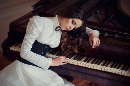 Melody - women, piano, melody, soft, vintage, lovely, model