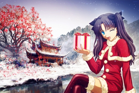 Anime - anime, cute, girl, gift