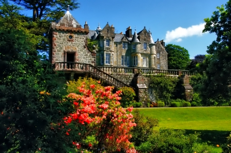 Castle - sky, trees, mountagne, castle, photo