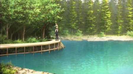 SAO: LakeScape - lover, anime girl, kirigaya kazuto, kazuto kirigaya, yuuki, pond, lake, scenic, kirito, nature, forest, sweet, guy, nice, female, water, sao, pretty, yuuki asuna, anime, plant, tree, sword art online, scene, love, male, couple, asuna, girl, kirigaya, lovely, kawaii, boy, scenery, asuna yuuki, kazuto