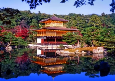 Pagoda - lake, japan, pagod, photo, trees