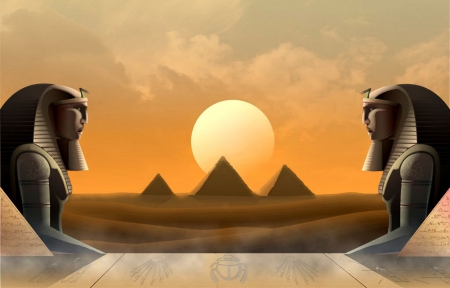 Egypt - beautiful land of  secrets - egypt, sun, pyramid, image, wallpaper, sphinx, expression, color, sand, new, piramids