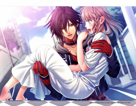 Shin - shin, anime, amnesia, couple, love, sweet