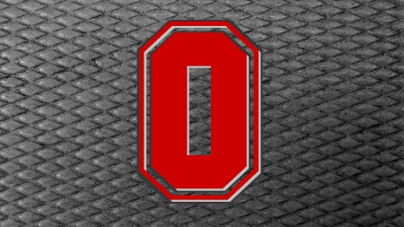 RED BLOCK O ON GRAY DIAMOND PLATE - ohio, football, state, buckeyes