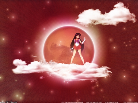 Sailor Mars - pretty, star, anime, female, planet, light, space, sailor moon, sparks, nice, abstract, anime girl, sailormoon, beautiful, hot, girl, beauty, lovely, sweet, glow, magical girl, sailor mars, cloud, cute, sexy