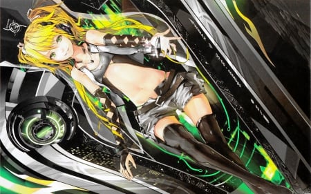 Lily - music, long hair, anime girl, cool, lily, vocaloid, anime, rock, blonde