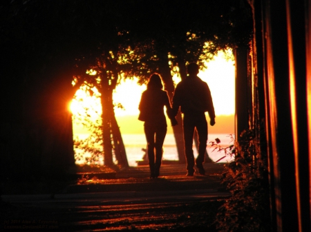 Sunset - love, sunset, couple, sun