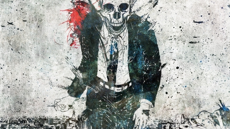 Dead Man Walking - skull, tie, deam, man