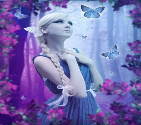 Butterfly Beauty - fantasy, nature, purple, beans, butterfly, fairy, beauty, fantasy arts