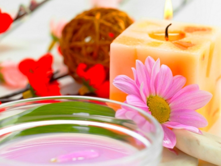 Tender life - candle, flowers, bowl, spa