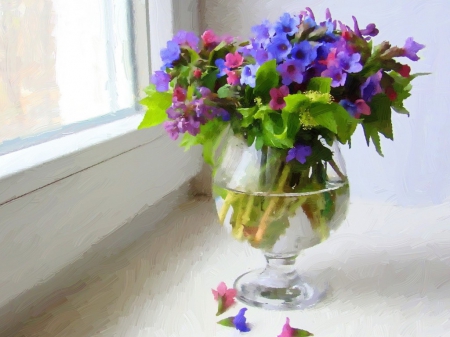 Beautiful flowers - pretty, flowers, petals, window