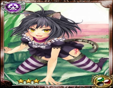 Beast Girl - neko, beast, game, card, cg