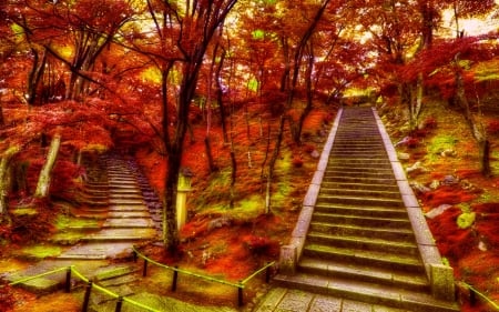 AUTUMN PARK - stairs, nature, season, autumn, park