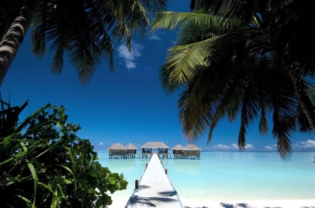 Water Villas - ocean, beach, aqua, islands, pacific, paradise, water, tropical, bungalows, exotic, blue, lagoon, island, villas, sea, sand