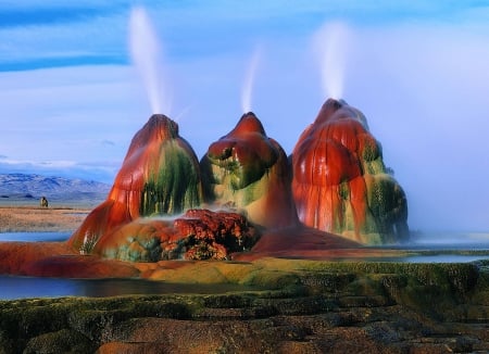 Black Rock Desert Geysers Nevada USA - nevada, boiling, water, desert, fountain, hot, sand, usa, spray, steam, springs, america, volcanic, geyser